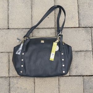 NWT Gianni Bini  Black Satchel with Gold Accents